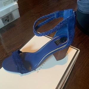 Blue suede heels